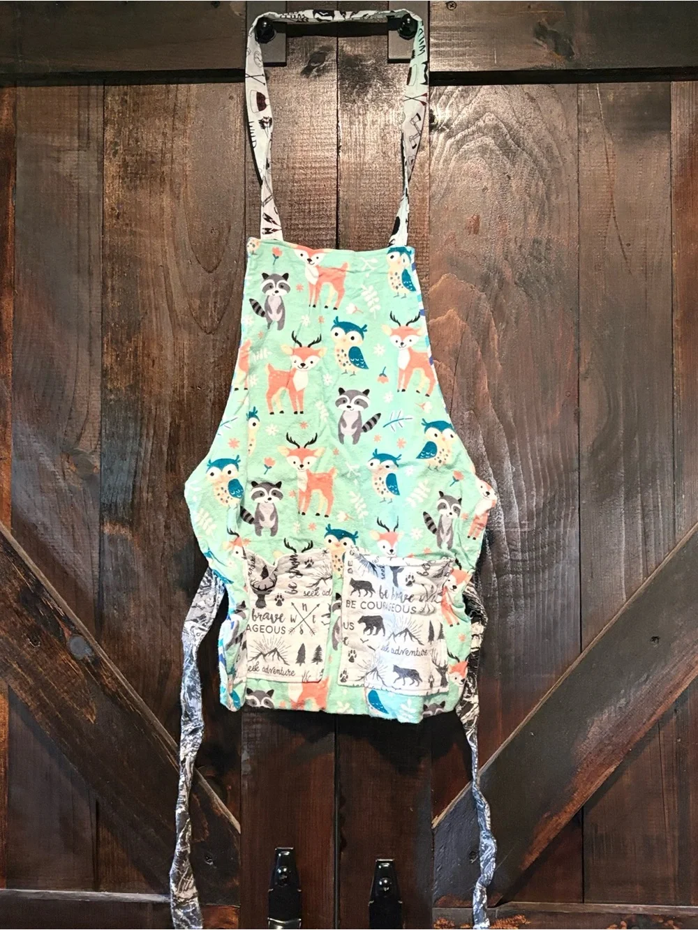 Kids Mint Woodland Animal Apron